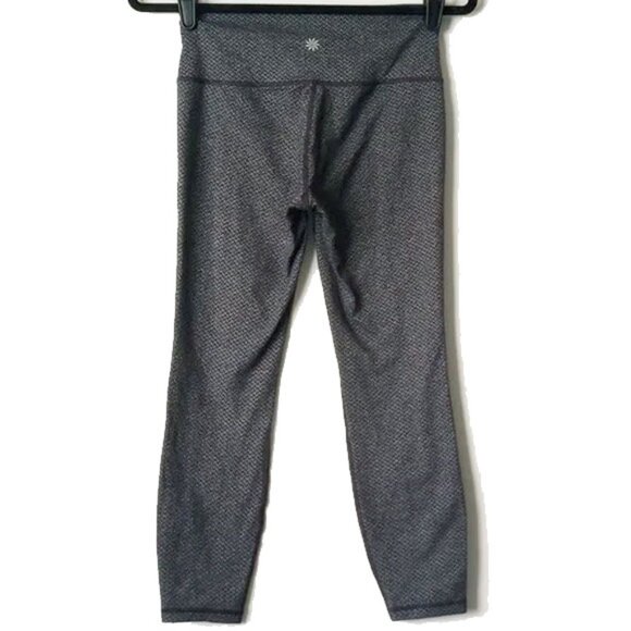 Athleta High Waist Criss Cross Power Up 7/8 Leggings S Black Gray White - Picture 3 of 11